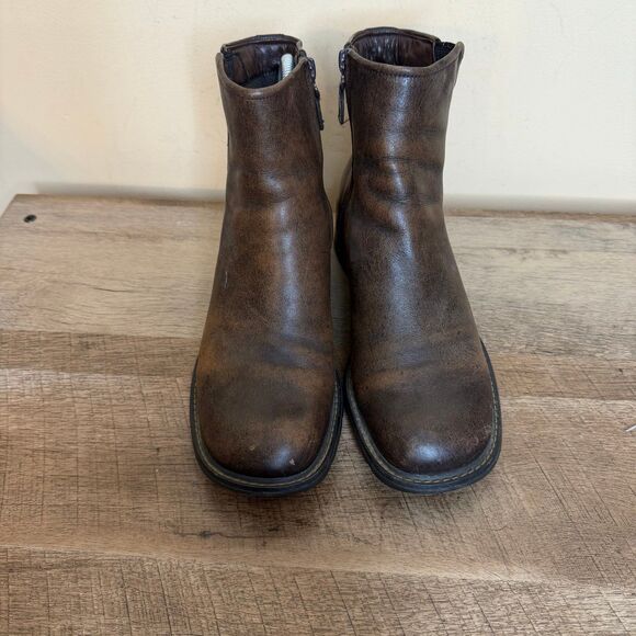 Timberland Leather Ankle Boots Shoes Side Zip Women's Brown Size US 6.5 - Picture 4 of 9